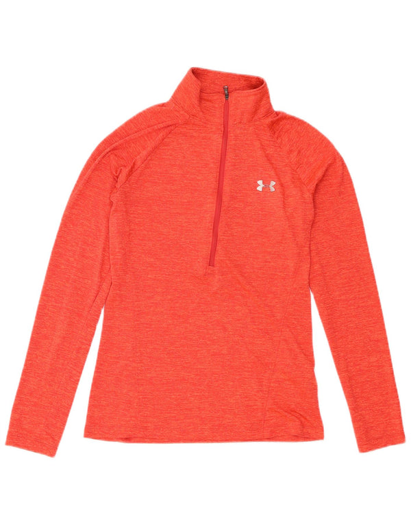 Maglietta Under Armour da donna Heat Gear Pullover UK 6 XS arancione chiazzata
