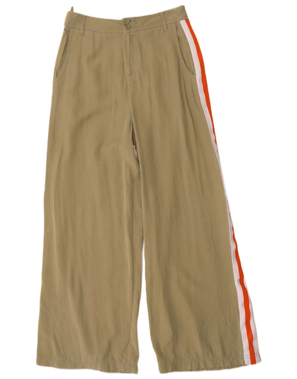 Benetton Pantaloni a vita alta da donna Small W27 L28 Verde Colourblock
