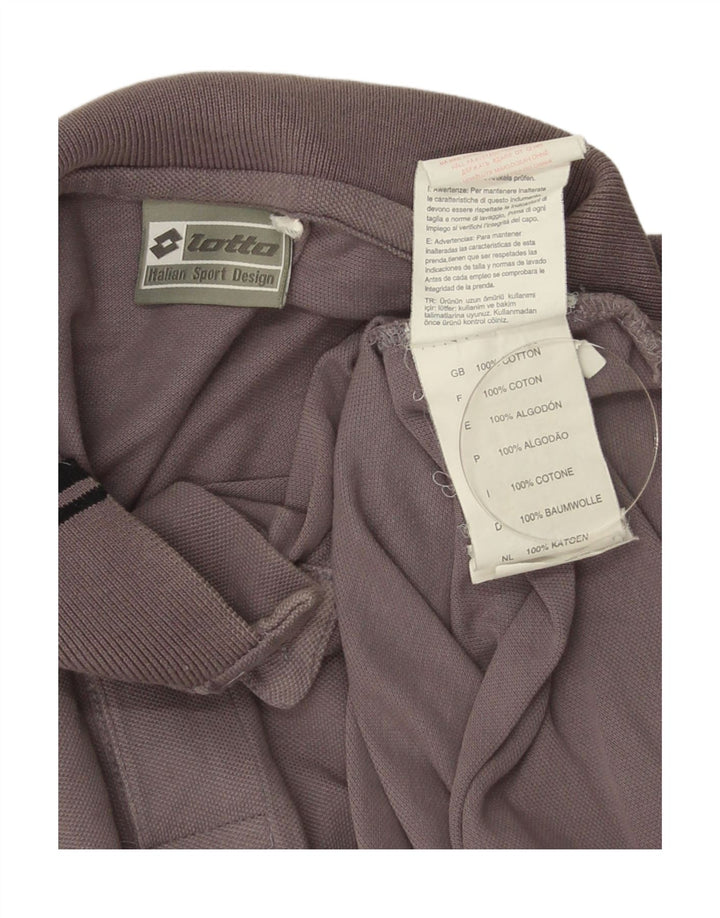 Polo da uomo a maniche lunghe Lotto Small in cotone grigio