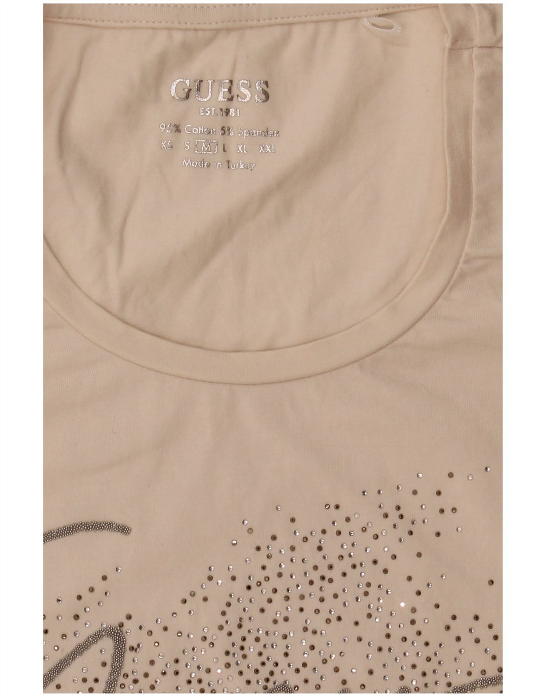 Guess T-shirt grafica da donna Top UK 12 Medium White Cotton
