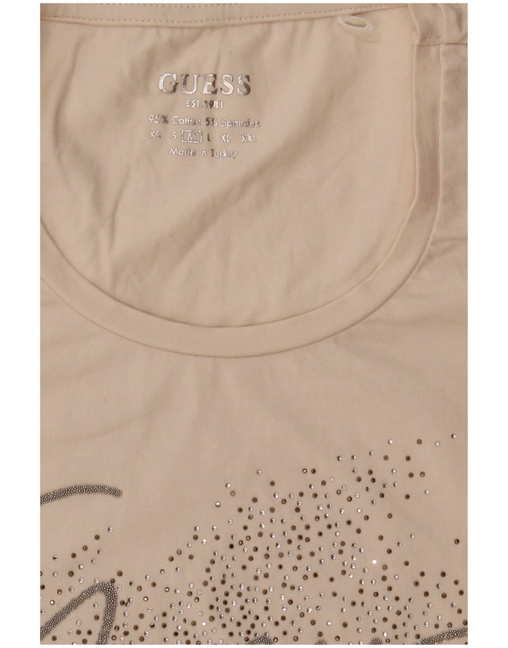 Guess T-shirt grafica da donna Top UK 12 Medium White Cotton