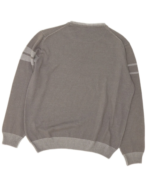 Maglione da uomo Navigare girocollo in cotone a righe grandi grigie