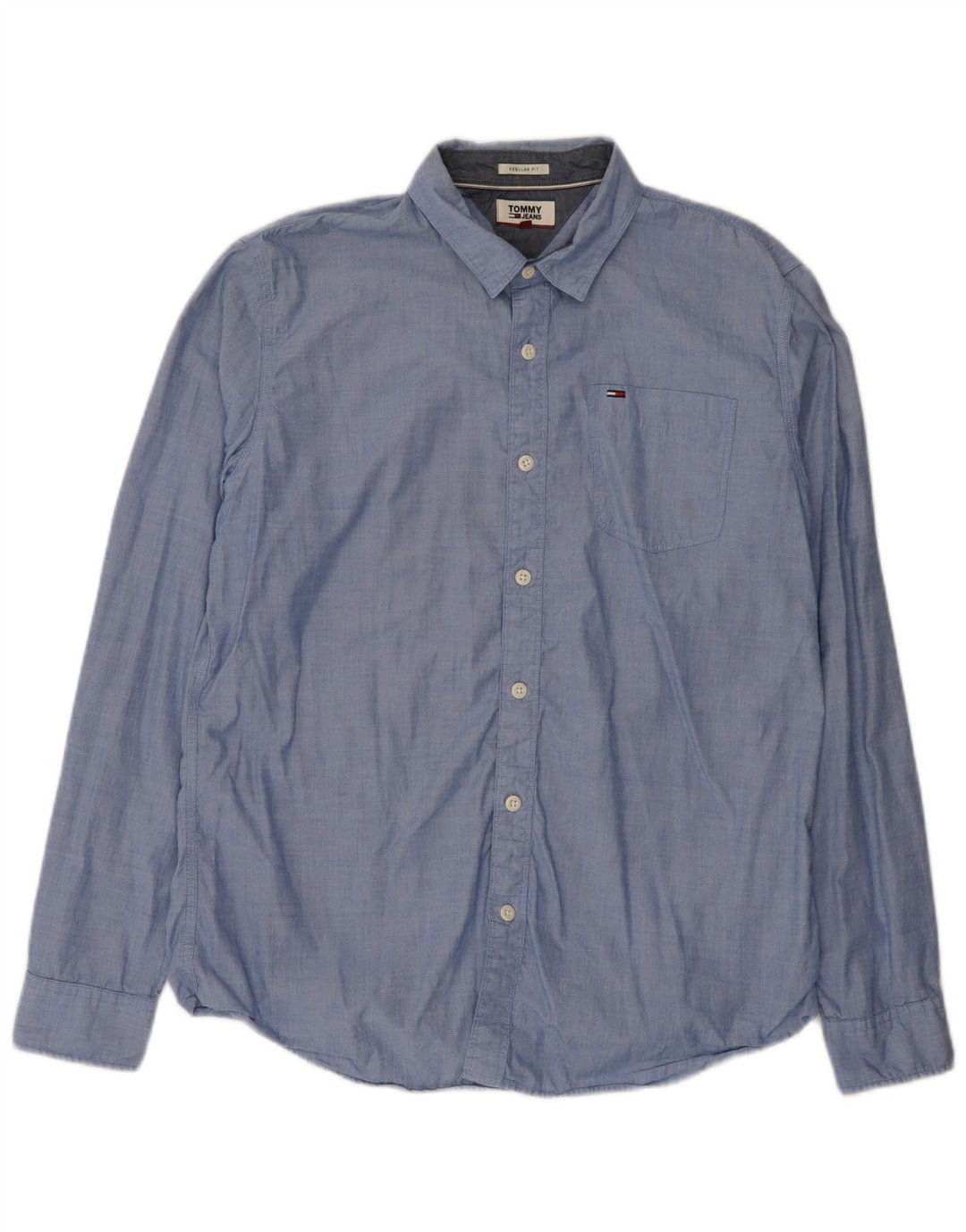 Camicia da uomo Regular Fit Tommy Hilfiger Large in cotone blu