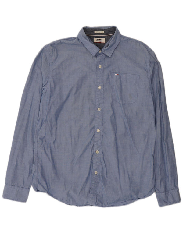 Camicia da uomo Regular Fit Tommy Hilfiger Large in cotone blu