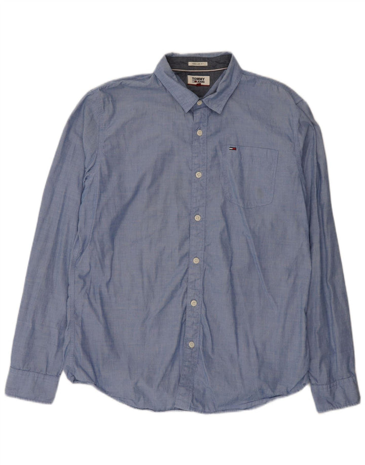 Camicia da uomo Regular Fit Tommy Hilfiger Large in cotone blu
