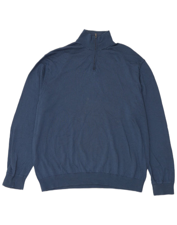 Maglione da uomo Marks & Spencer con zip e collo 3XL lana merino blu