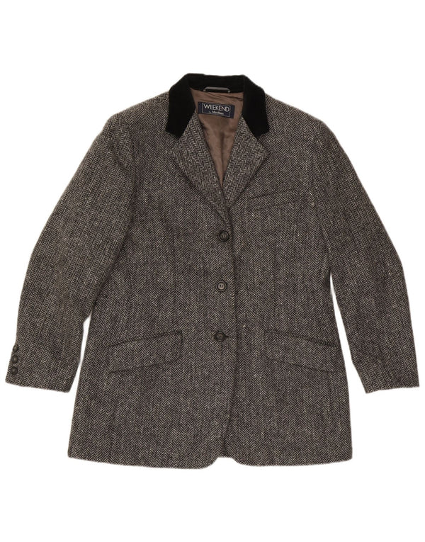 Giacca blazer a 3 bottoni Max Mara da donna Weekend UK 16 Large Grey Herringbone