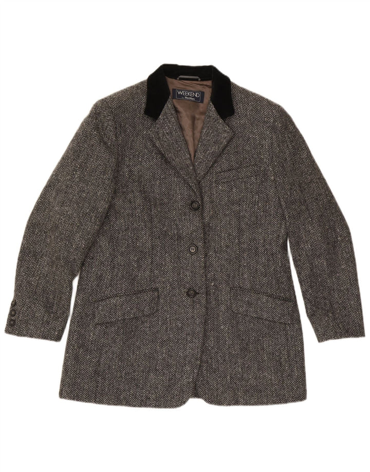 Giacca blazer a 3 bottoni Max Mara da donna Weekend UK 16 Large Grey Herringbone