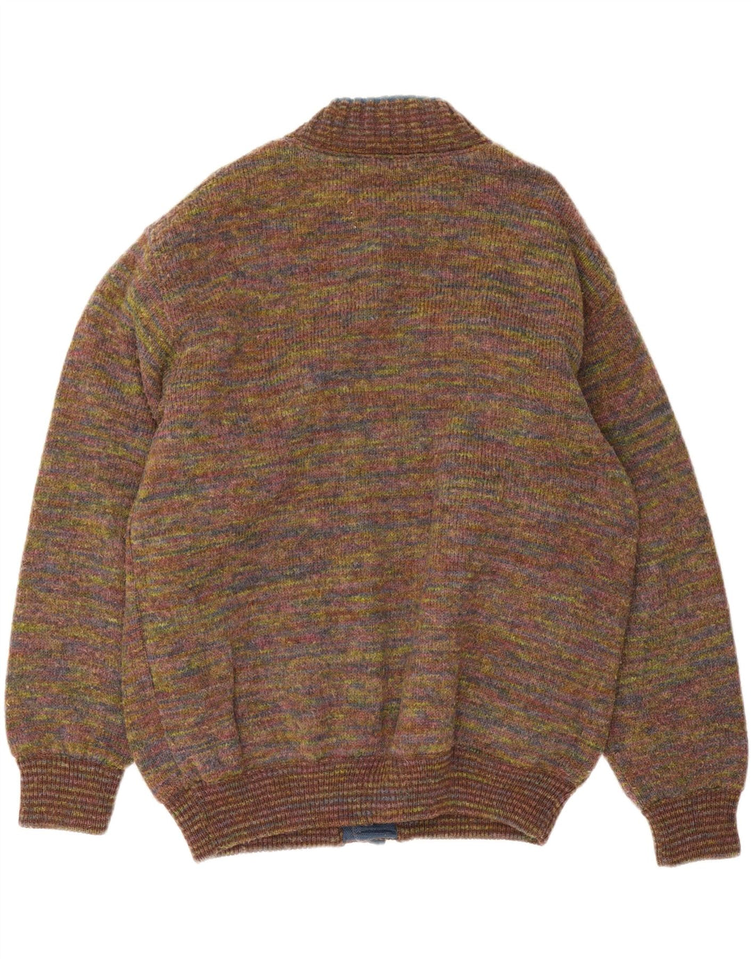 Giubbotto bomber vintage da uomo lavorato a maglia UK 42 XL in lana screziata multicolore
