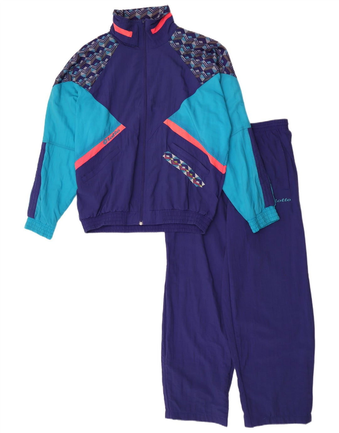 Tuta intera da uomo Lotto in nylon color block blu medio