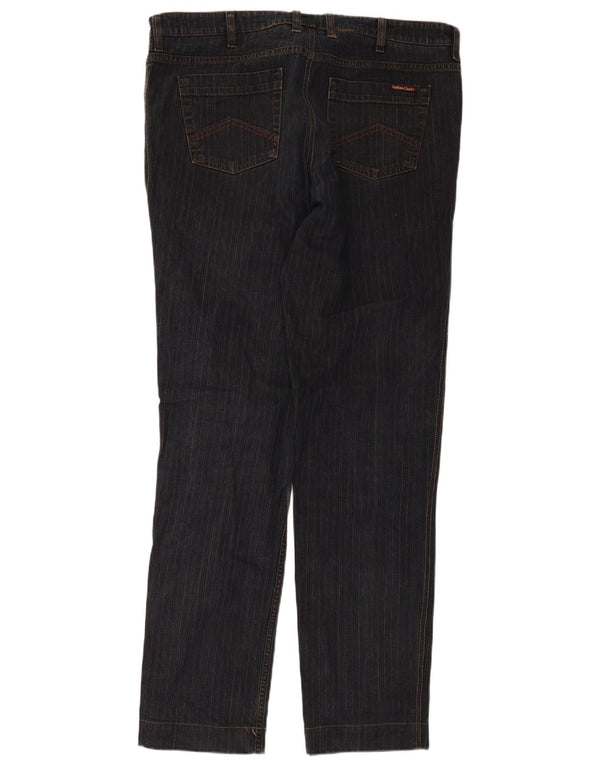 Pantaloni casual dritti da uomo Marlboro Classics W40 L34 gessato blu navy