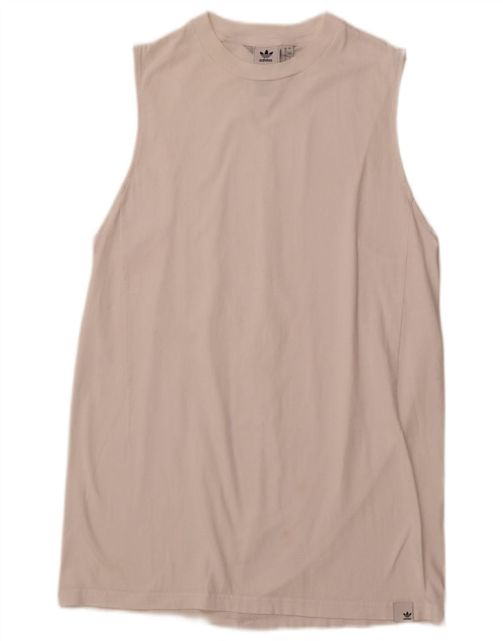 Abito t-shirt senza maniche da donna ADIDAS UK 16 grande cotone bianco