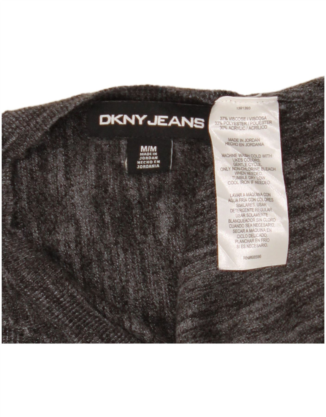Maglione maglione girocollo a maniche corte da donna Dkny UK 14 Viscosa grigio medio