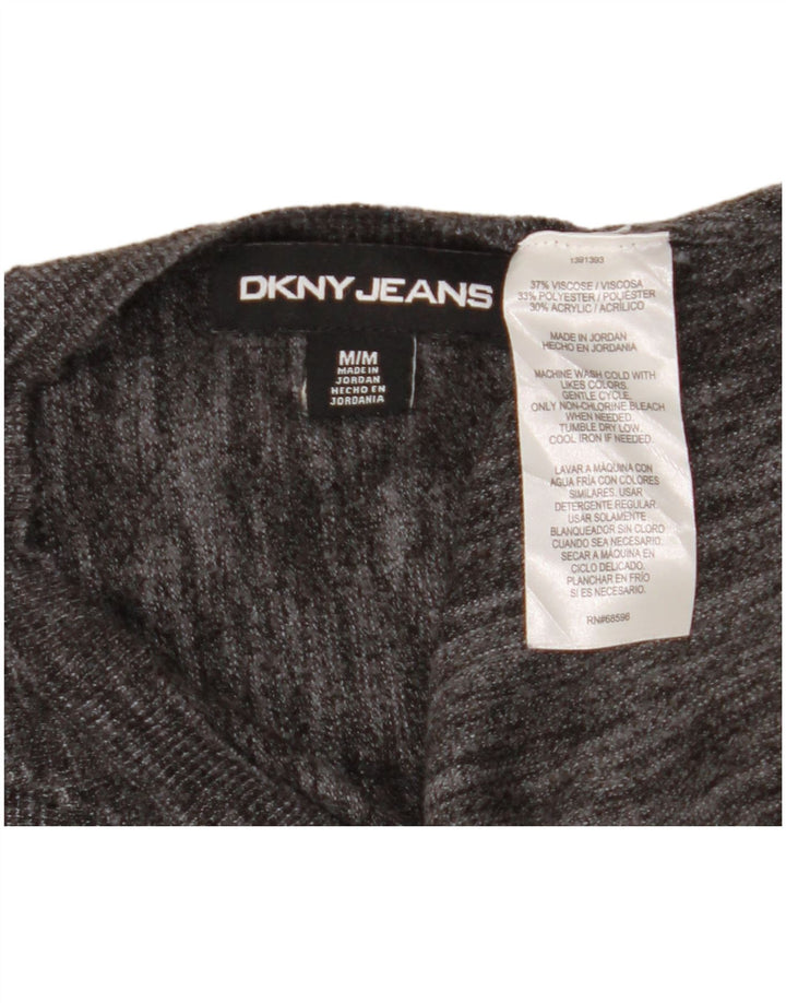 Maglione maglione girocollo a maniche corte da donna Dkny UK 14 Viscosa grigio medio