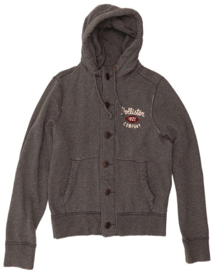 Giacca da ginnastica da uomo con cappuccio grafico HOLLISTER in cotone grigio medio