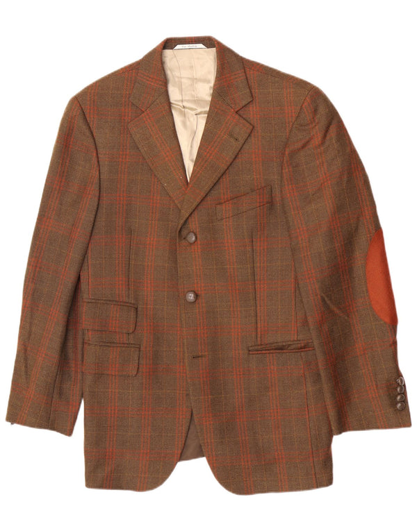 Duca Visconti Mens 2 Button Blazer Jacket IT 46 Small Brown Check