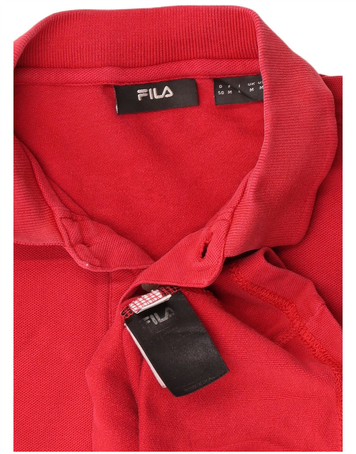 Polo da uomo Fila in cotone rosso medio