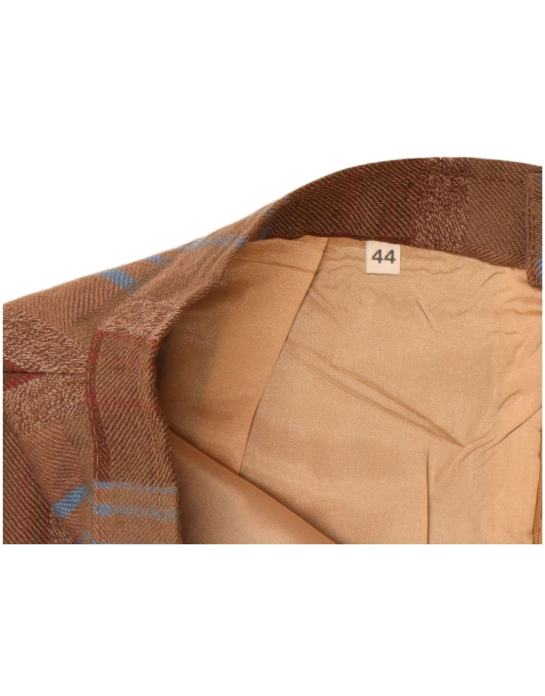 Gonna dritta a vita alta da donna vintage IT 44 media W26 scozzese marrone