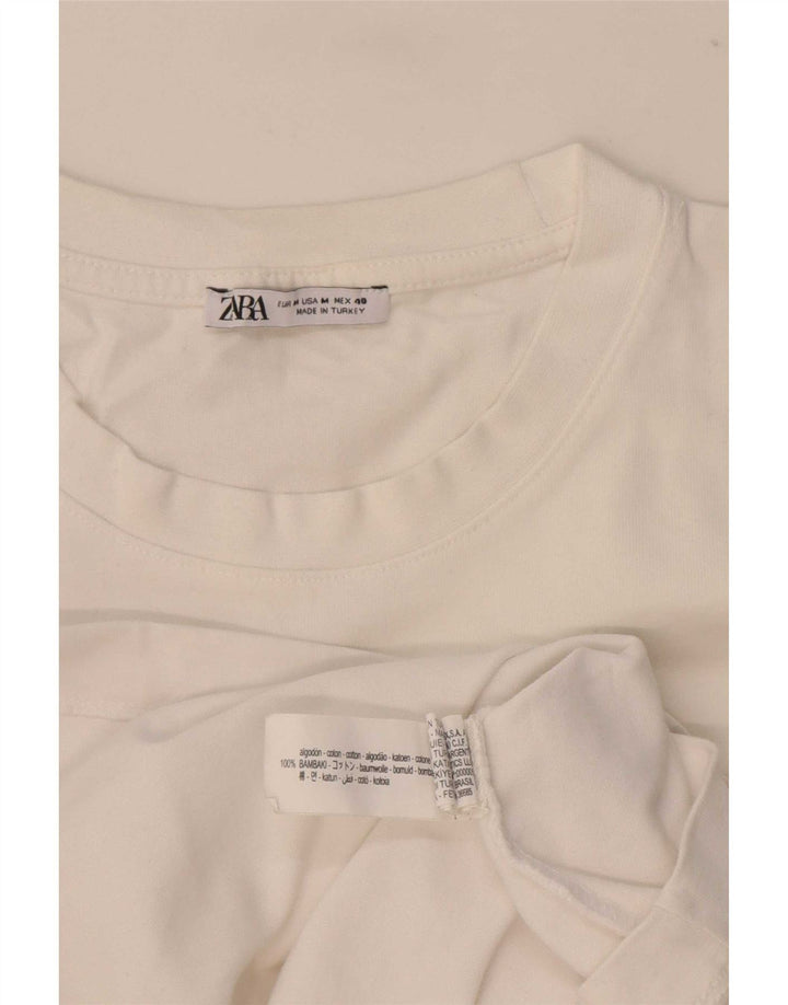T-shirt Zara da uomo Top in cotone bianco medio