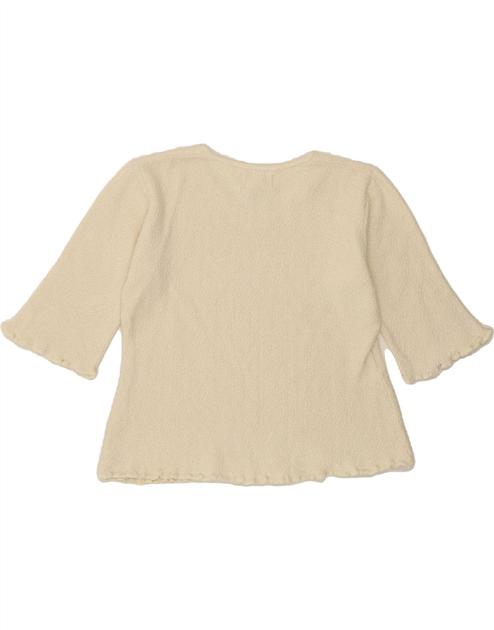 E & M Womens Crop Boat Neck Jumper Sweater UK 10 Small Off White Vintage E & M and Second-Hand E & M from Messina Hembry 