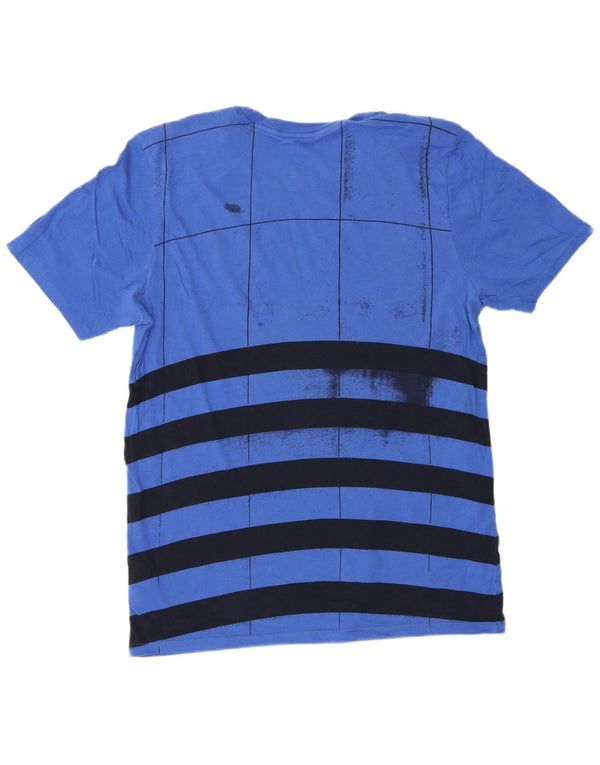 NIKE T-shirt da uomo dal taglio atletico Top in cotone a righe blu medio