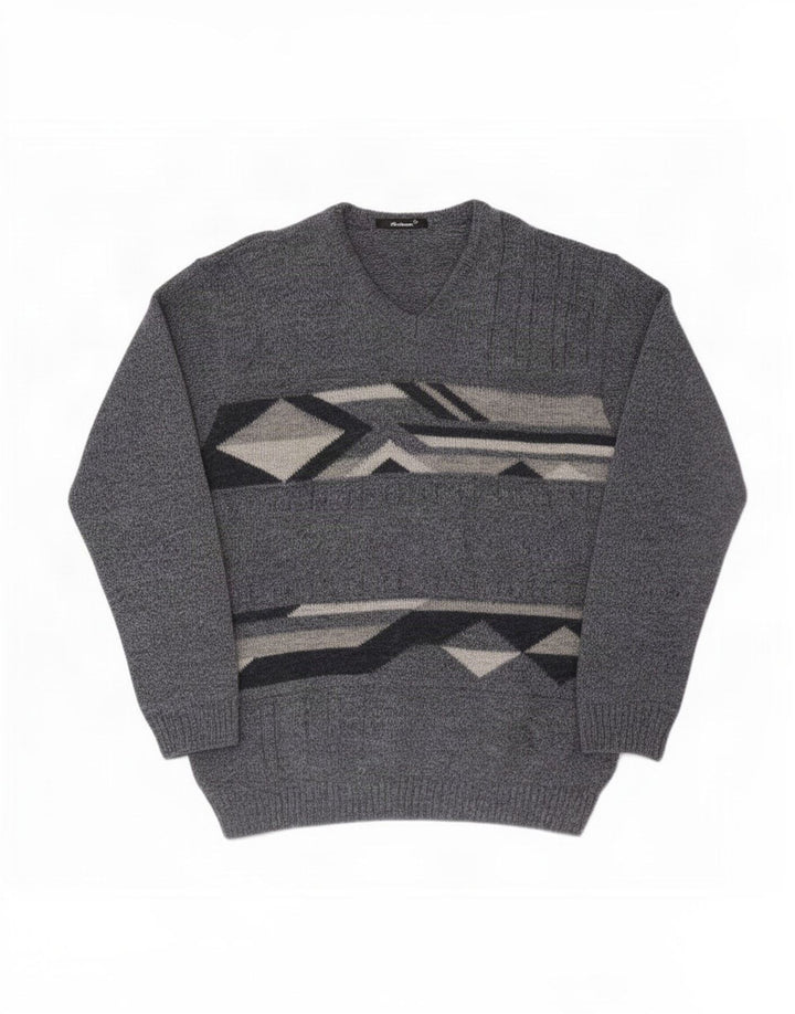 Maglione da uomo con scollo a V St. Bernard, grande acrilico geometrico blu