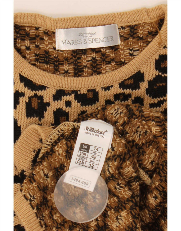 Maglione maglione girocollo da donna Marks & Spencer UK 14 grande marrone