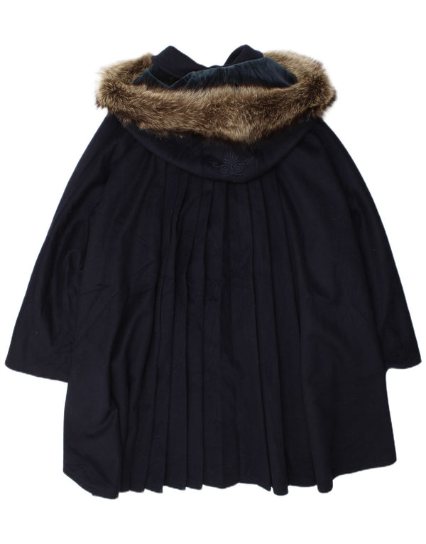 Cappotto oversize con cappuccio da donna Mabrun IT 44 medio in lana blu navy