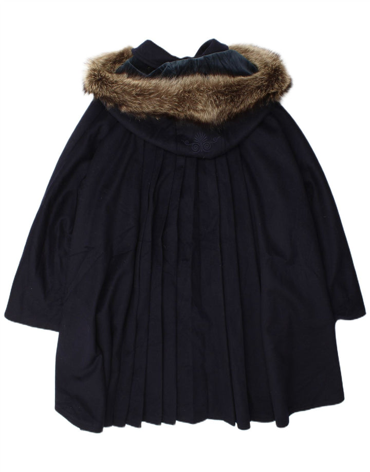 Cappotto oversize con cappuccio da donna Mabrun IT 44 medio in lana blu navy
