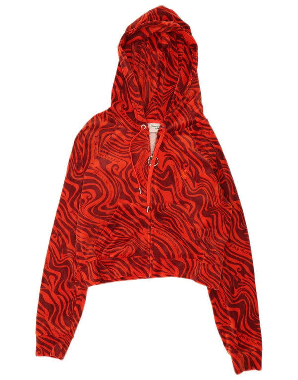 Maglione con cappuccio e zip corto da donna Juicy Couture UK 16 Large Arancione