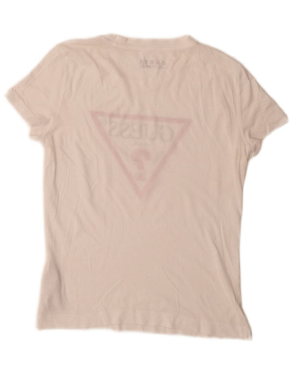 T-shirt grafica da donna Guess Top UK 6 XS cotone bianco