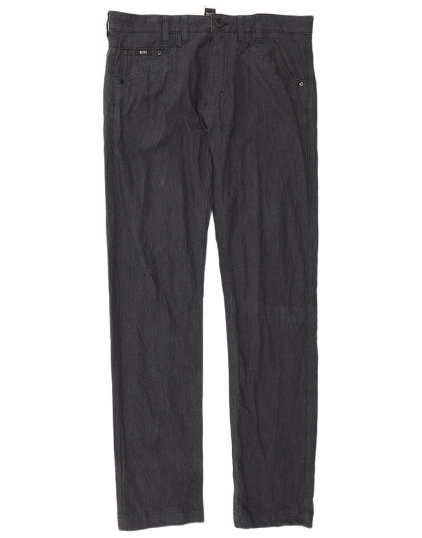 Pantaloni casual dritti da uomo Hugo Boss Michigan W36 L36 cotone blu navy