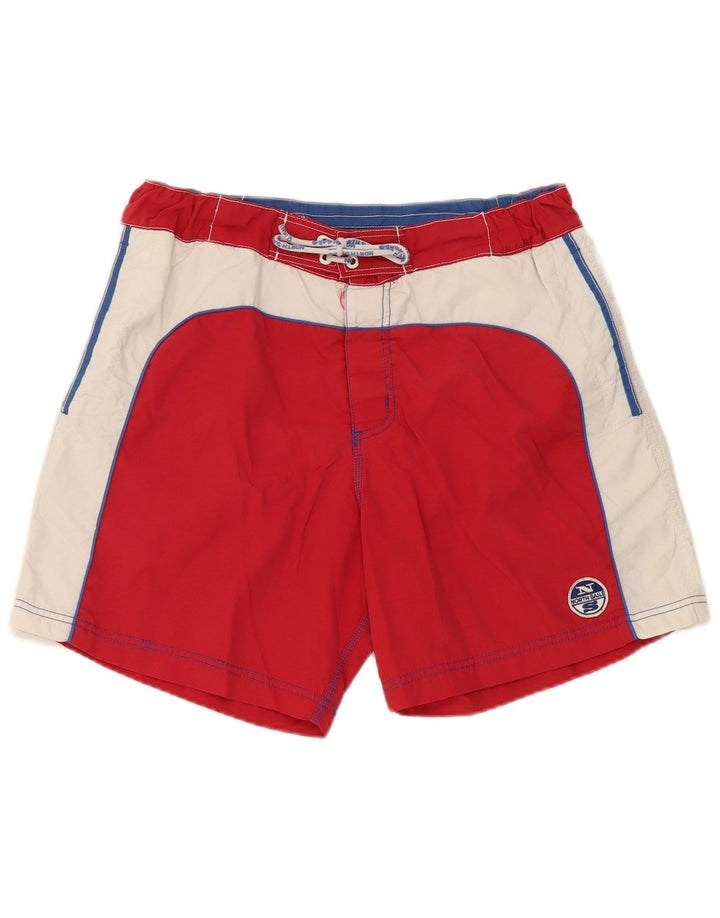 Pantaloncini da bagno North Sails da uomo in poliammide color block rosso medio