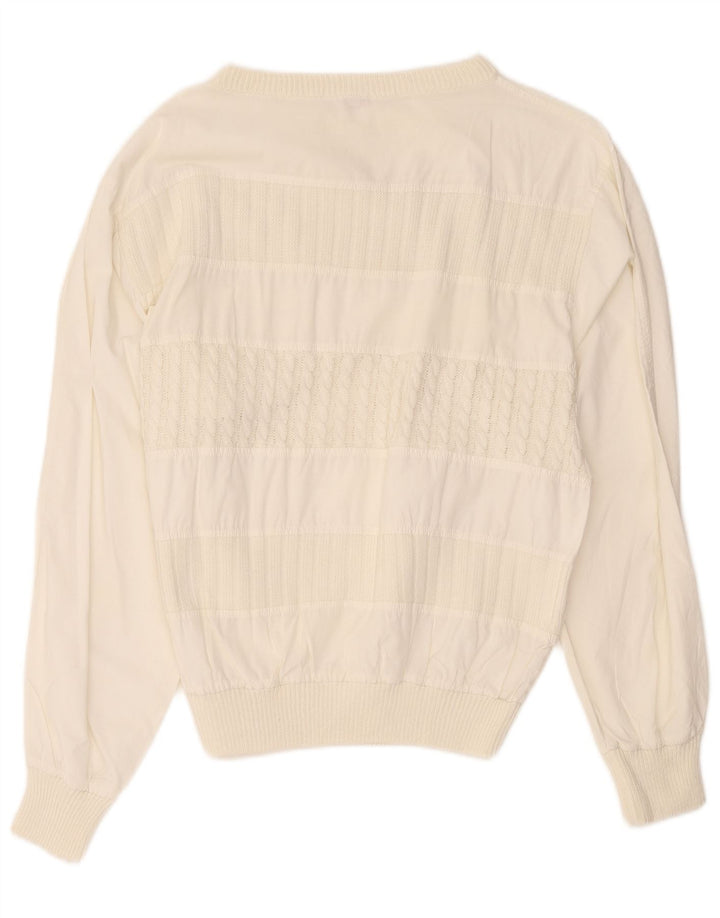 Maglione maglione vintage da uomo con scollo a barca IT 48 cotone bianco sporco medio