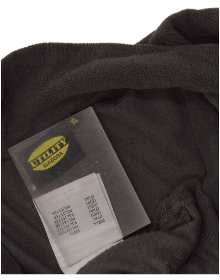 Maglione in pile Diadora da uomo con grafica con zip e collo XL in poliestere grigio
