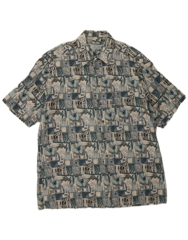 Camicia a maniche corte da uomo C&A grande in cotone geometrico beige