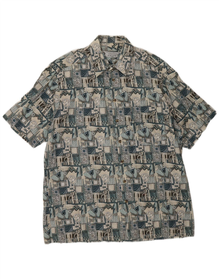 Camicia a maniche corte da uomo C&A grande in cotone geometrico beige