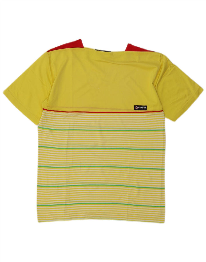 DUBIN Womens T-Shirt Top UK 10 Small Yellow Striped