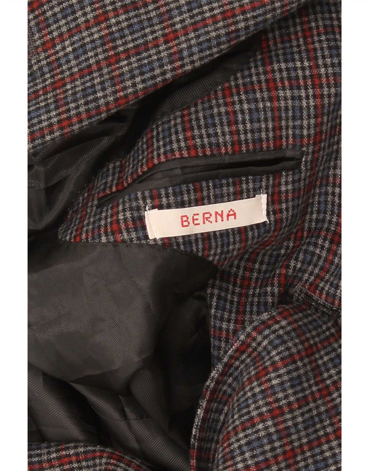 Giacca blazer da uomo a 2 bottoni Berna UK 38 grigio medio a quadri