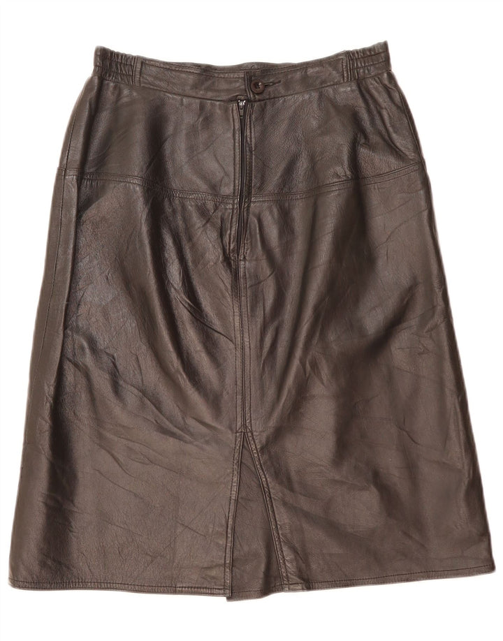 Gonna in pelle vintage da donna IT 42 media W27 nera