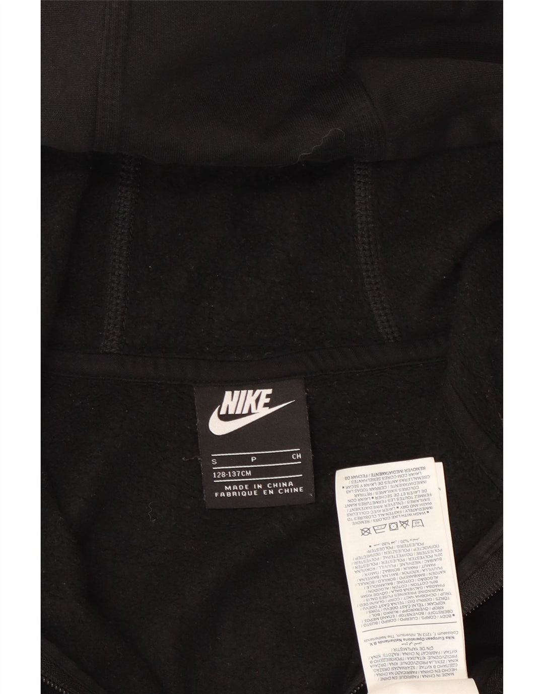 NIKE Boys Zip Hoodie Sweater 8-9 Years Small  Black Cotton