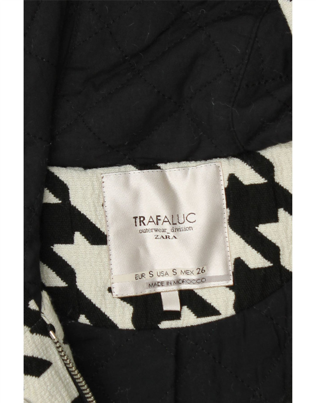 Cappotto Giacca A Vento Oversize Da Donna ZARA UK 10 Piccolo Pied De Poule Bianco