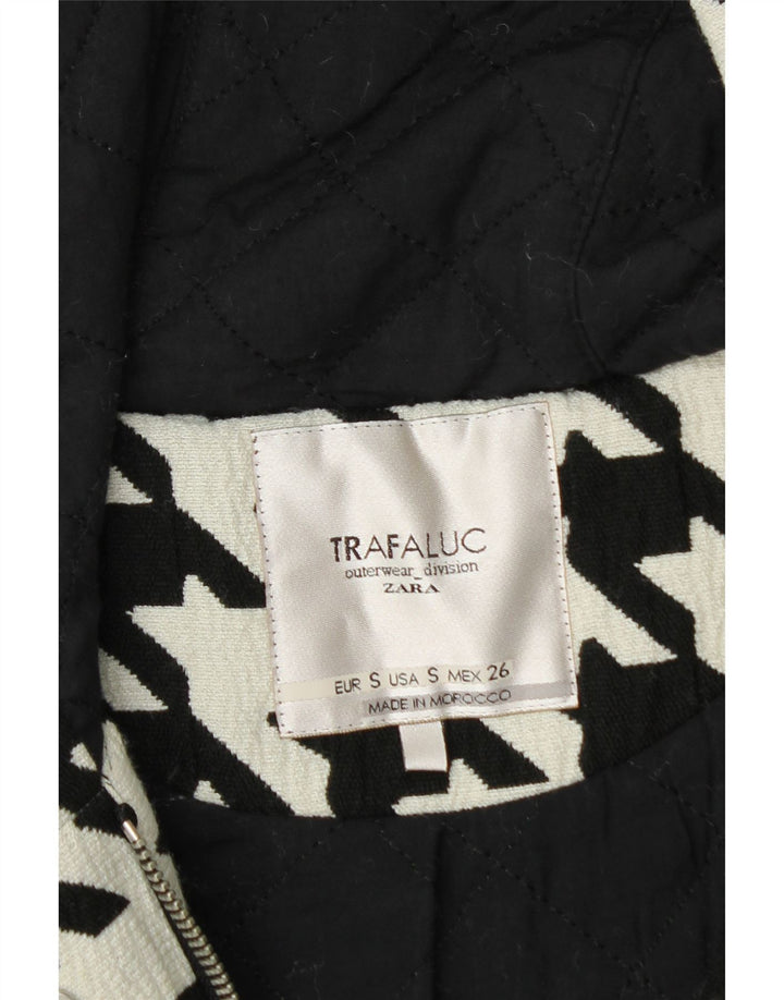 Cappotto Giacca A Vento Oversize Da Donna ZARA UK 10 Piccolo Pied De Poule Bianco
