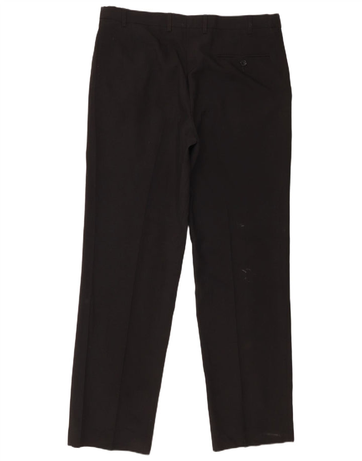Pantaloni da abito vestibilità regolare da uomo Marks & Spencer W36 L31 poliestere nero