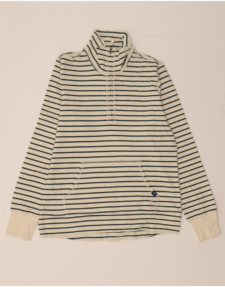L.L.BEAN Womens Oversized Sweatshirt Jumper UK 6 XS Off White Striped Vintage L.L.Bean and Second-Hand L.L.Bean from Messina Hembry 