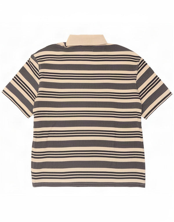 Les Copains Polo da uomo blu aquila IT 48 a righe beige medio