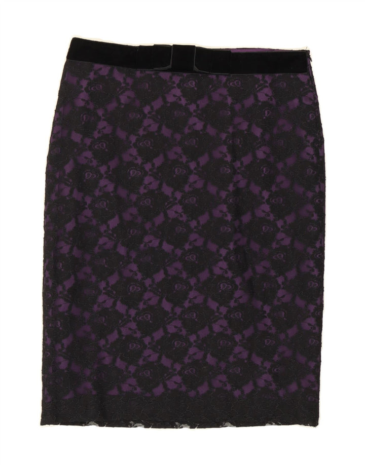 VINTAGE Womens Pencil Skirt IT 42 Medium W30 Purple Polyester Vintage Vintage and Second-Hand Vintage from Messina Hembry 