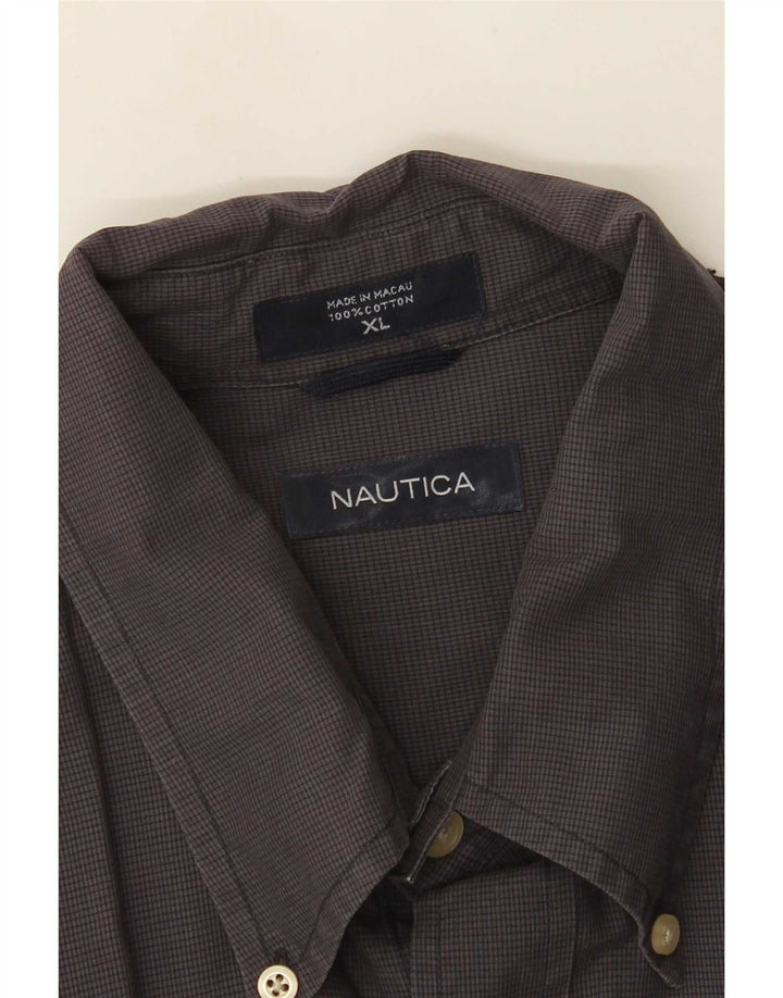 Camicia da uomo Nautica XL in cotone a quadretti grigio