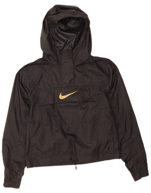 Giacca anorak corta con grafica oversize da donna Nike UK 6 XS nera stampa animalier
