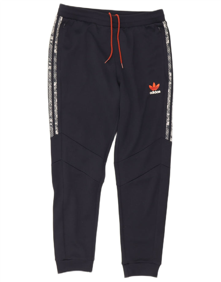 Pantaloni da tuta con grafica Adidas da uomo, pantaloni da jogging, grandi, in poliestere blu navy